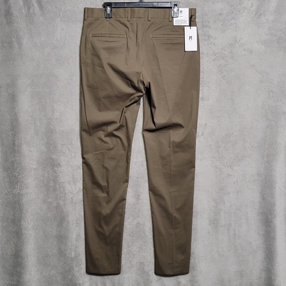 PT Torino Pants Mens 35 Brown Active Stretch Chino Trousers Dress Tech Work - Picture 3 of 15